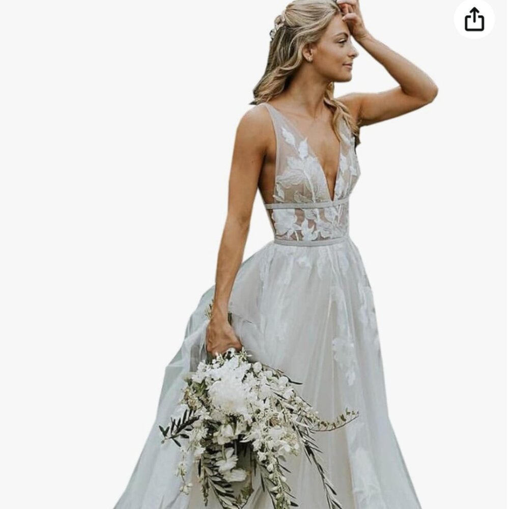 NWT Liposa Floral Lace Plunging Dress with Velvet Ribbon, 10